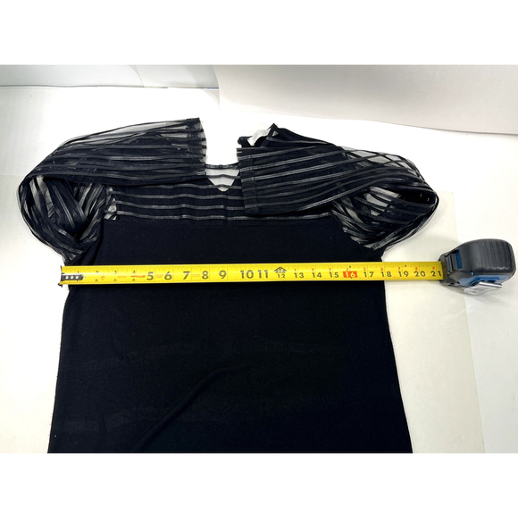 Anne Fontaine Dress Womens 40 Medium Black Sheer Stripe Mesh Mindy France - Picture 10 of 13